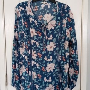 Cupio Long Sleeve Floral Blouse XL